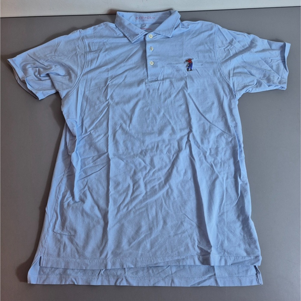 B. Draddy Mens Polo Golf Shirt Medium Blue Cowboy Logo